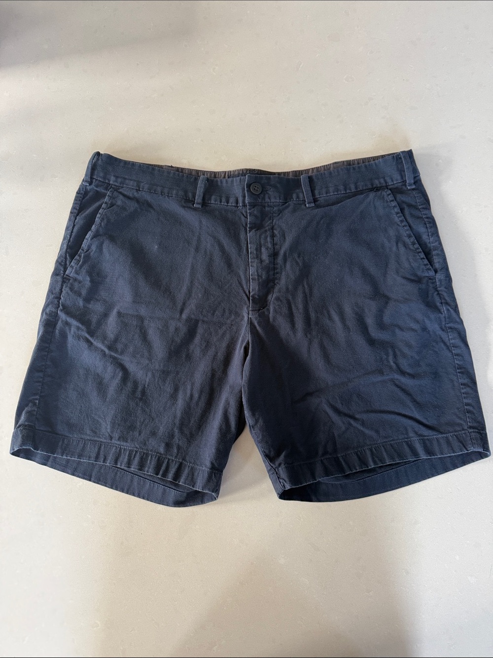 Abercrombie & Fitch Navy Flat-Front Cotton Shorts